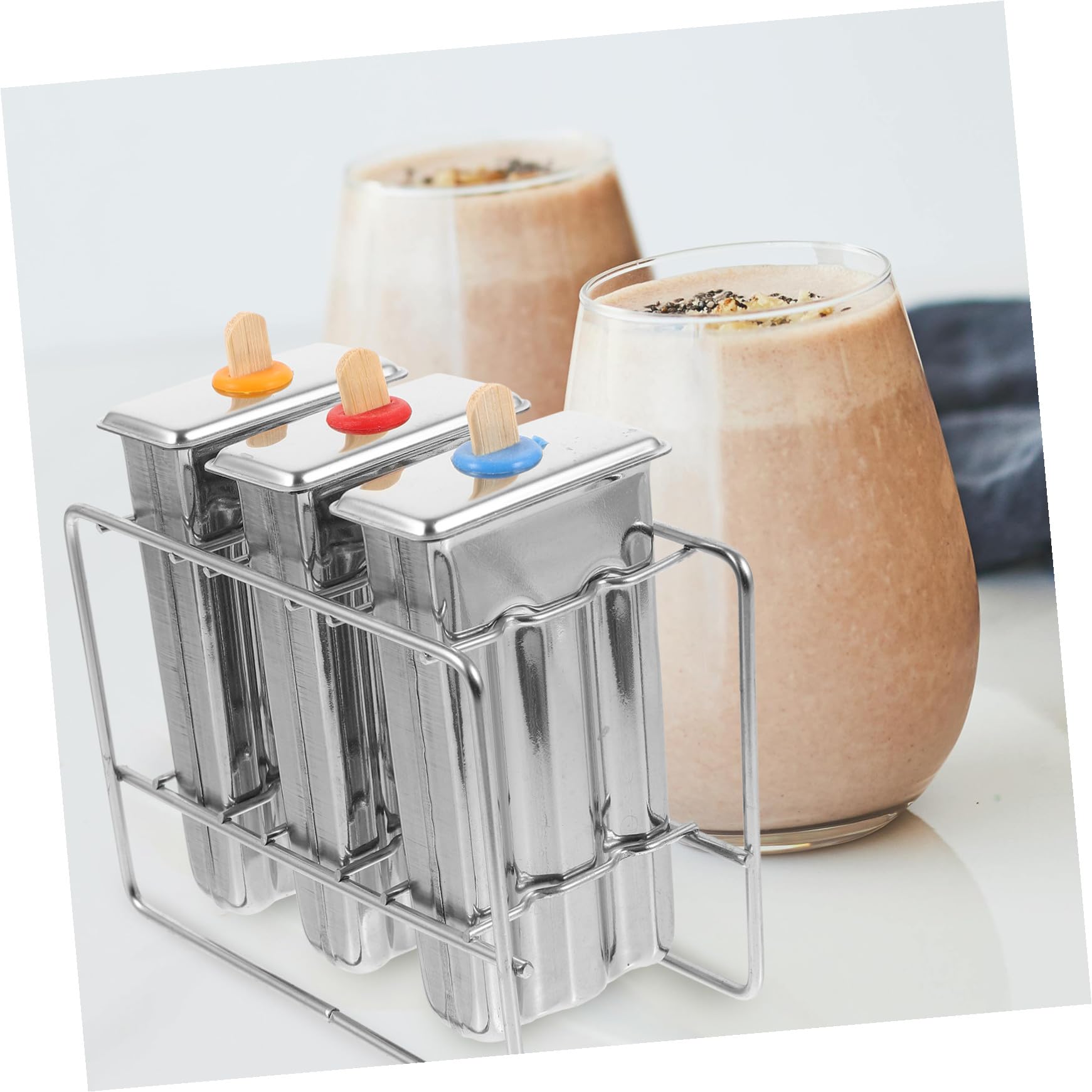 Uonlytech Moldes De Acero Inoxidable Para Paletas Heladas Caseras 3 Piezas Soporte Resistente Desmolde Rápido Para Niños y Uso En Congelador Doméstico