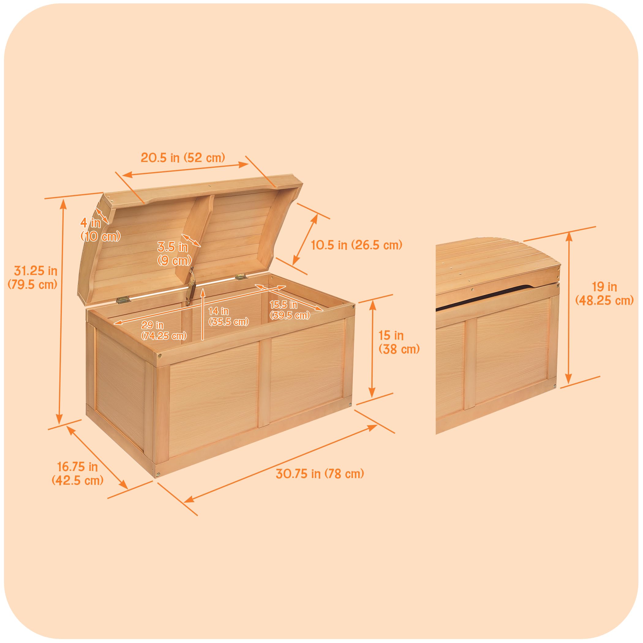 Amazon.com: Badger Basket Barrel-Top Wooden Toy Chest - Hardwood