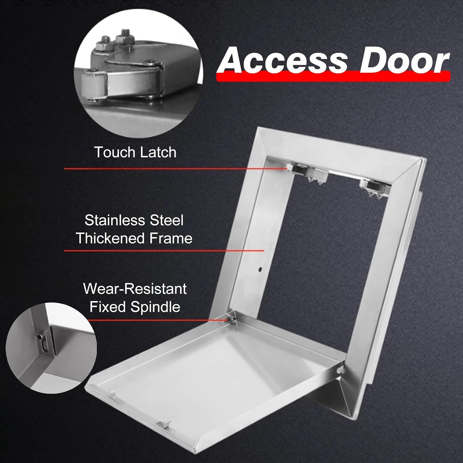 Stainless Steel Access Door Panel 8x10in, Waterproof Wall/Ceiling Access Panel with Push-Button Switch, Ideal for Plumbing Inspection, Durable & Versatile (6-38 in Sizes),8x10inch/200x250mm