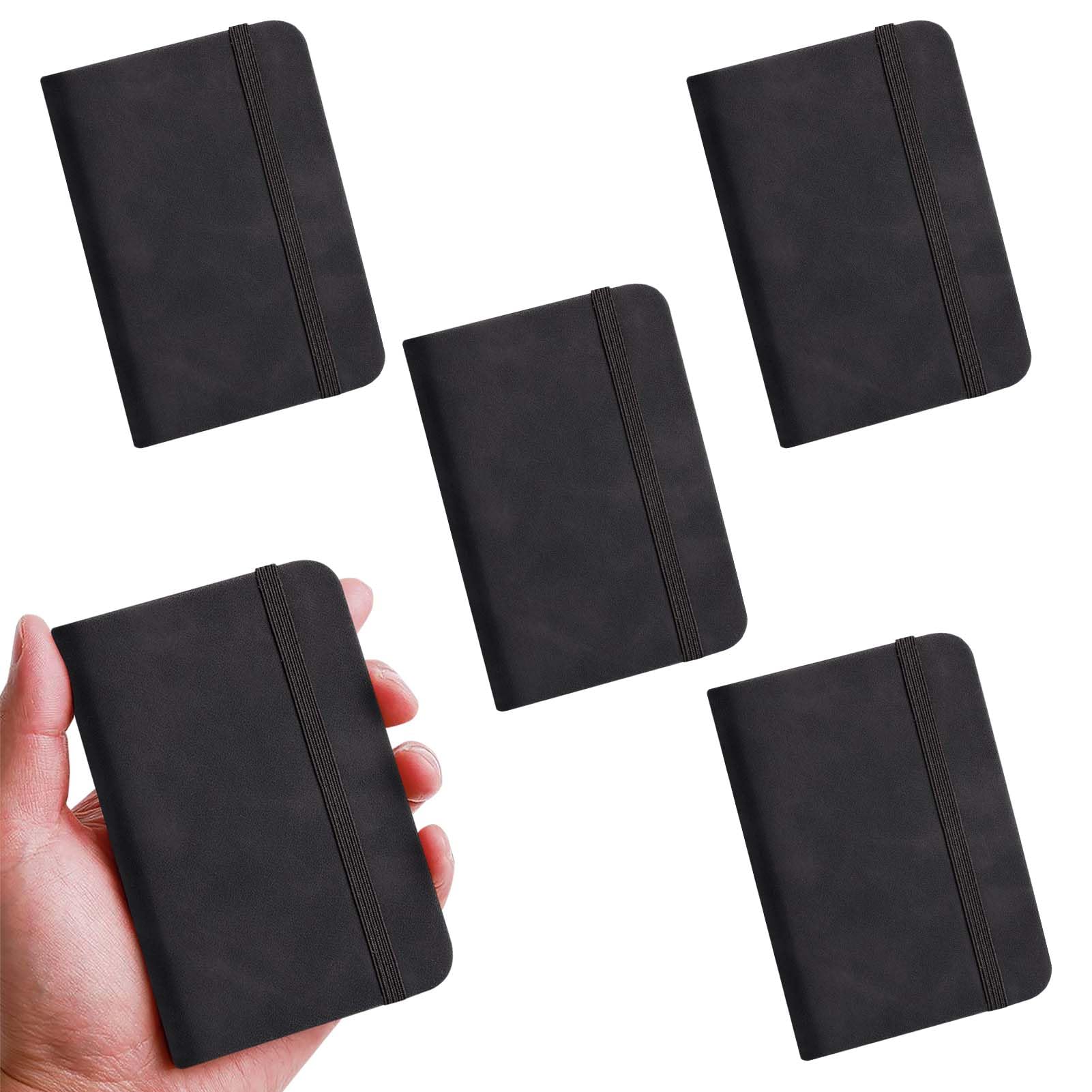 Azushwer A7 Notebook, 4 PCs Small Notebooks Pocket Size Pocket Small Notebooks with Elastic Closure A7 Pockets Notebook for Writing Note Taking Plans Memos Office School Stationery Supplies