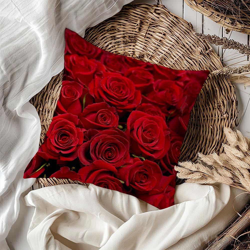 Valentines Pillow Covers 18 x 18 inch Set of 2 Double - Sided HD Love Heart Shape Valentine's Day Red Roses Pillow Covers for Sofa Couch Bed Home Outdoor Decorations - Image 3