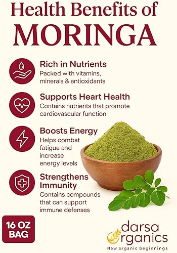 Miniatura 2 de Moringa en polvo de 1 libra (16 onzas), polvo de moringa orgánico de grado premium USDA de la India, superalimento rico en nutrientes para tés,