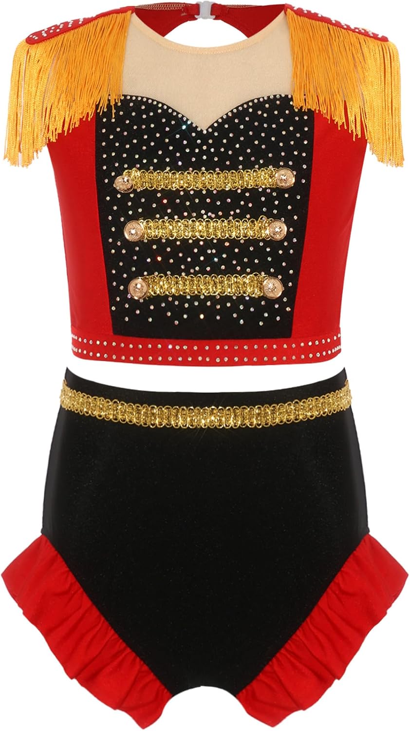 Girls Circus Drum Band Short Set Fancy Lion Tamer Red 12 Years