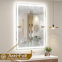 Vista 6 de SMIROR Espejo de baño LED con luces de 22" x 30", espejo de tocador rectangular redondeado iluminado para pared, iluminado frontal y retroiluminado