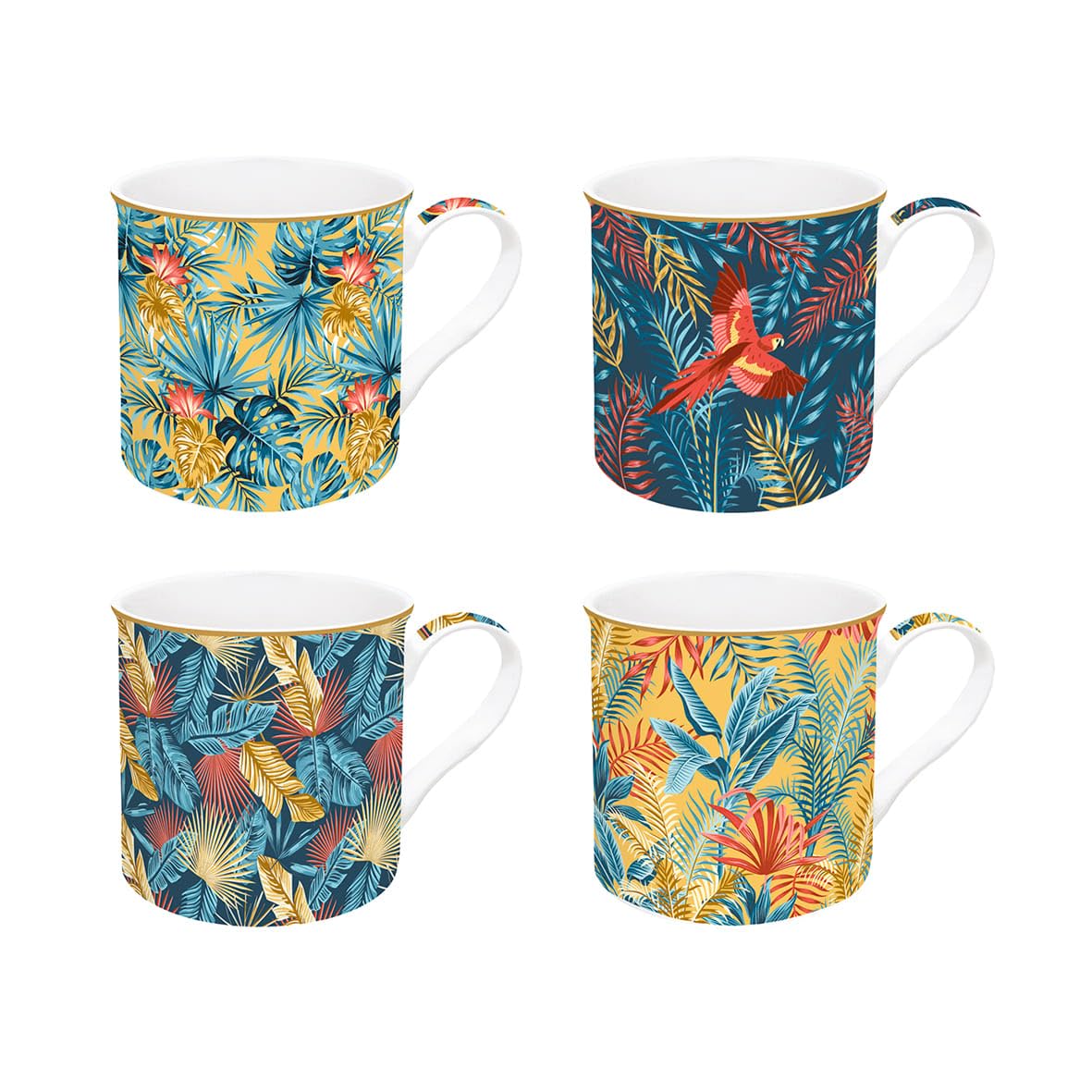 Easy Life COFFRET 4 MUGS 30CL EN PORCELAINE FINE, Bleu