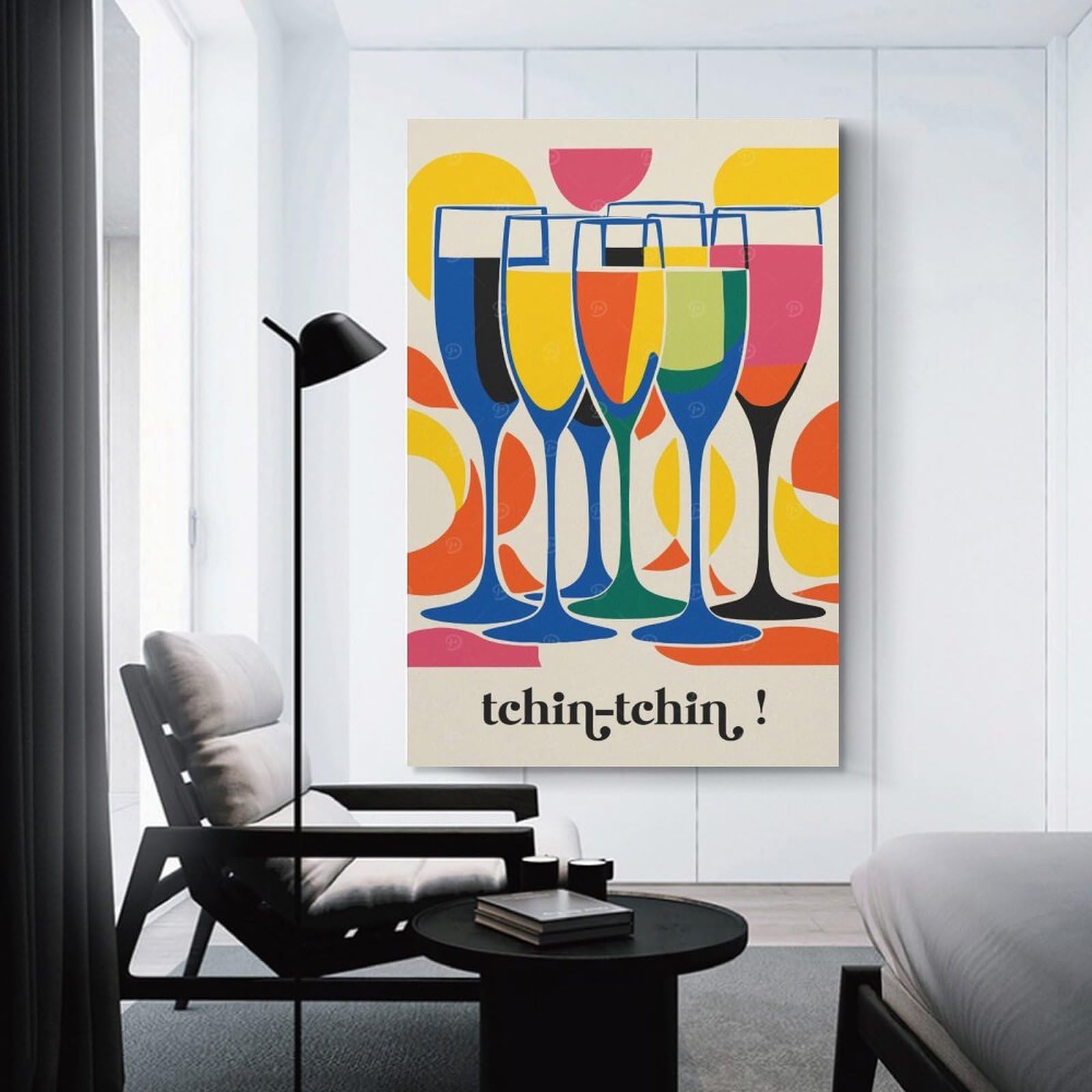Junmoney Colorful Tchin Tchin Canvas Wall Decor 24x36inch(60x90cm), for Workspace Walls, Study Corners Or Bedrooms, Decorative Artwork for Productive Spaces
