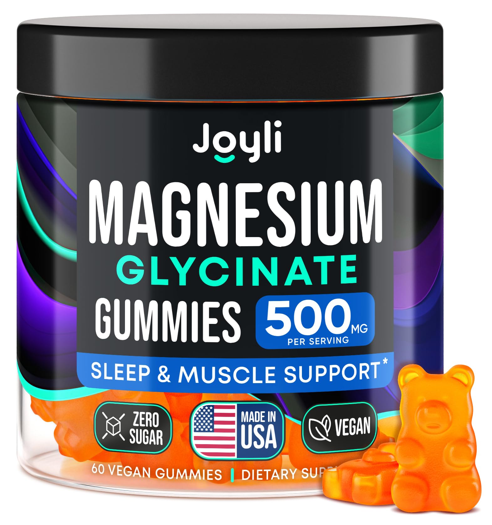 Magnesium Glycinate Gummies for Adults 500mg - Chewable Magnesium Glycinate for Kids Sleep, Glicinato De Magnesio para Mujeres, 60 Count 60 Count (Pack of 1)