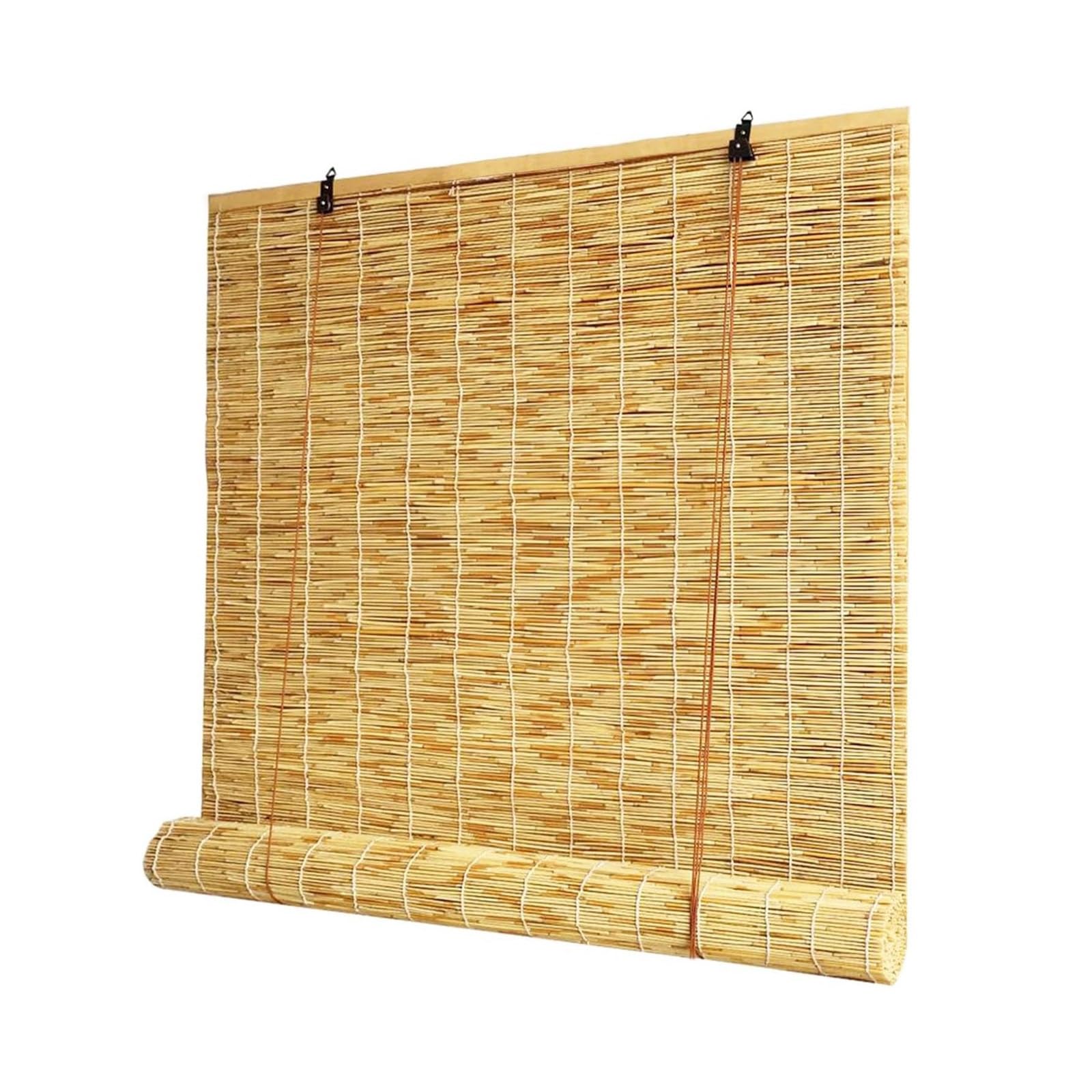Store Enrouleur Bambou,Store À Rouleau en Bois,Rideau Bambou Exterieur,50 70 90 110 130 150 180cm Protection Solaire Et Brise-Vue,Store Fenetre Occultant,pour Balcon/Jardin(Natural White,130x220cm)