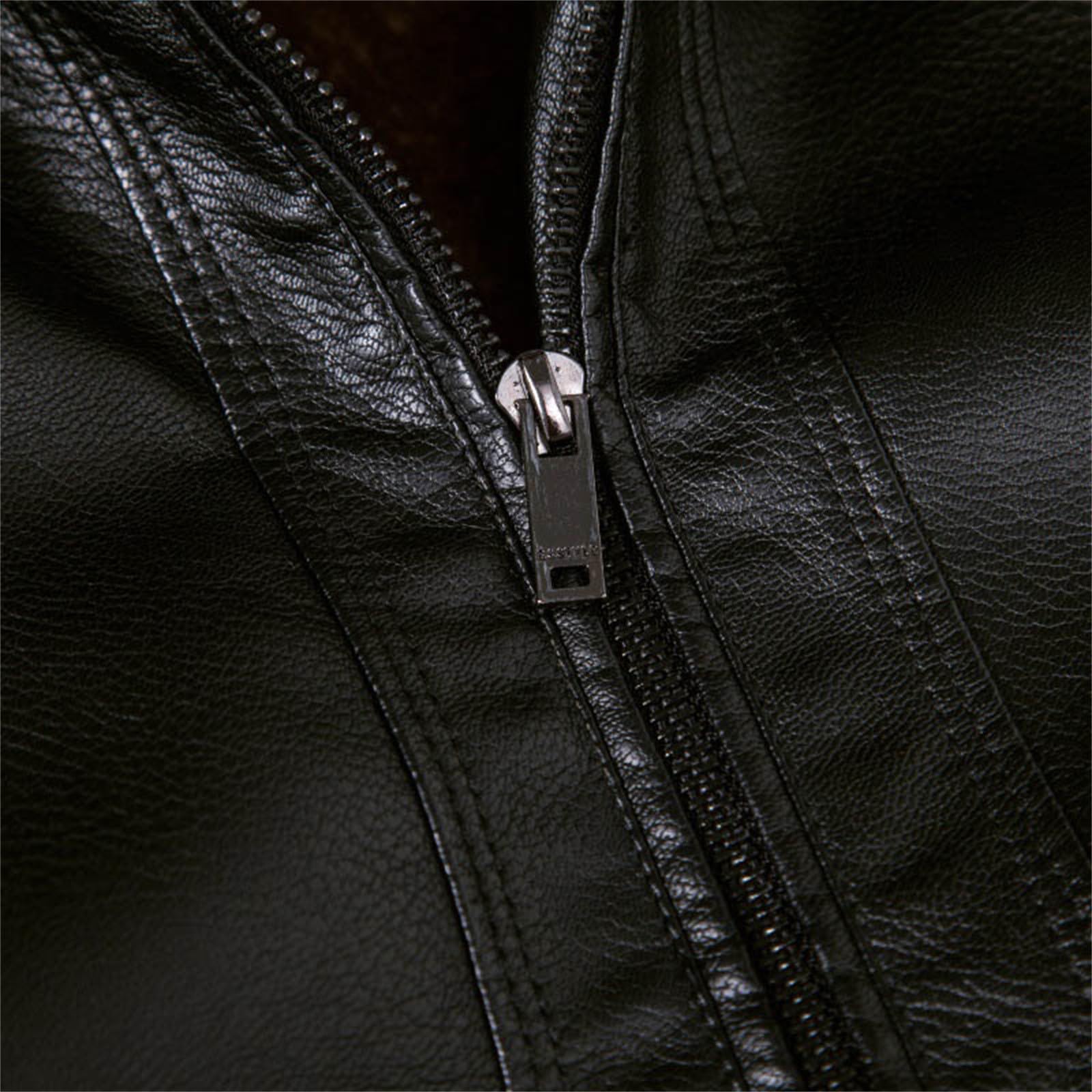 Generisch Lederjacke Herren: Leather Jacket Men Langarm Ledermantel Leicht Leder Jacken Freizeit Bikerjacke Dünne Lederjackets Casual Kunstlederjacke