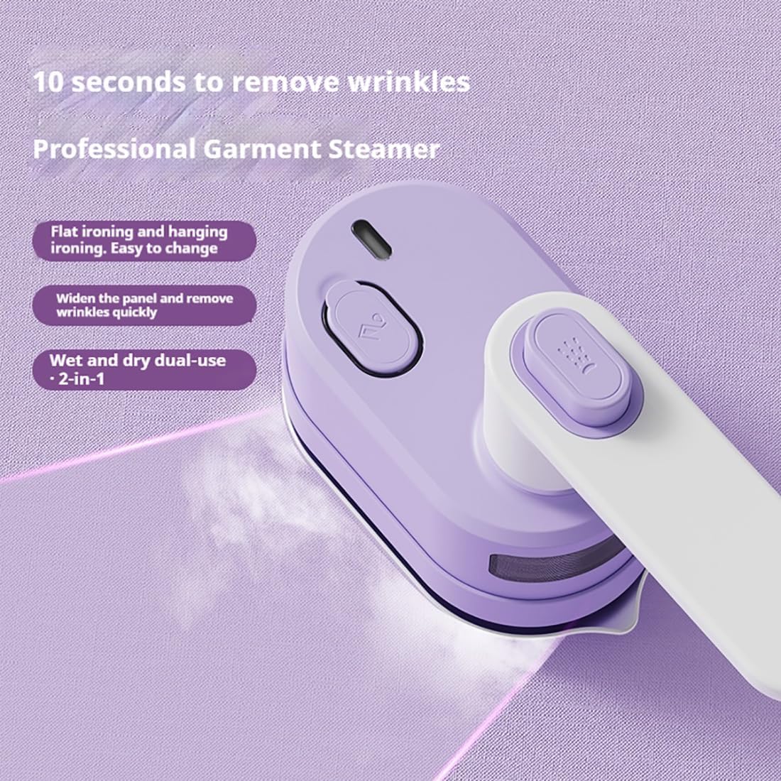 Plancha de Viaje, 1000 W Plancha Vapor Viaje, Mini Plancha Viaje PequeñA con Tanque de agua transparente de 70 ml, Plancha Ropa Viaje, Plancha Portatil Viaje para El Hogar y De Viaje, blanco-morado