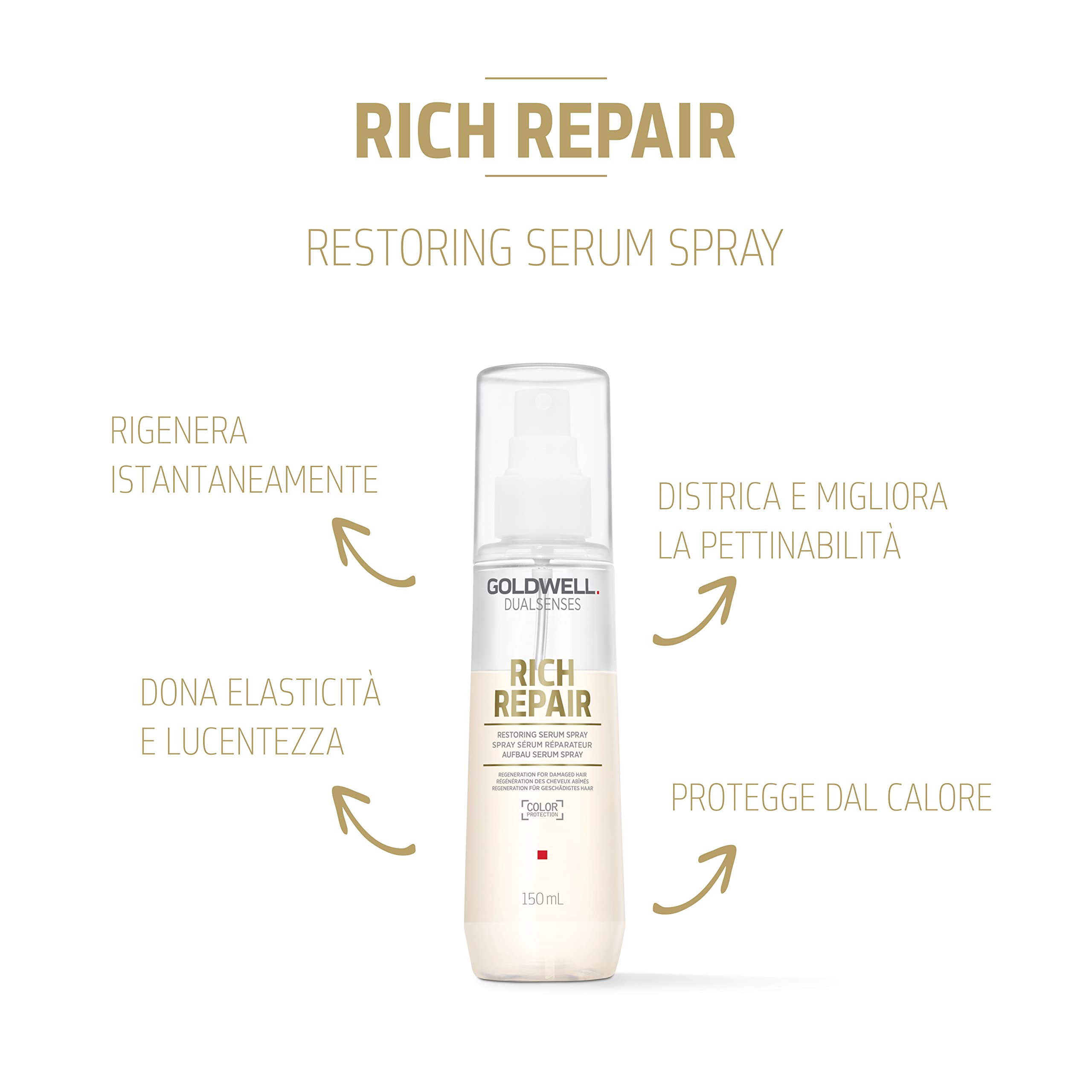 Goldwell Dualsenses Rich Repair, Siero spray per capelli secchi o danneggiati, 150ml