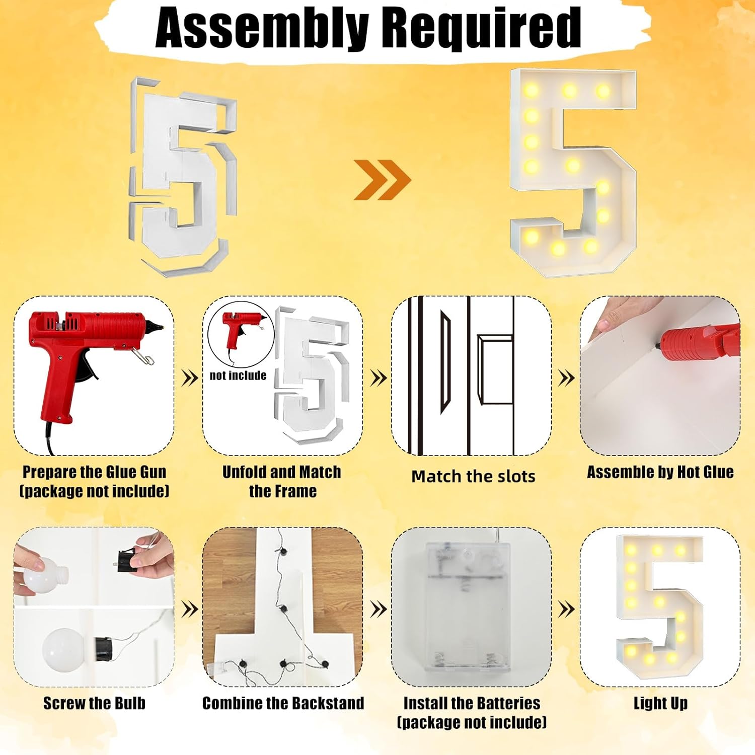 Pack of Light up Numbers 2025, 2025 New Year Party Decorations with Light, 4ft Marquee 2，0 and 5 Numbers, White Large Mosaic Frame Letter Cardboard Pre-Cut Thick Foam Board Sign Graduation