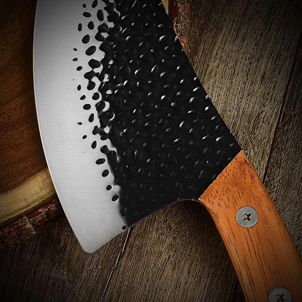 MAYiT Meat Cleaver Knife, Chopping Knives Hammer Pattern Stainless Steel Boning Knife Slicing Chopping Boning Meat Heavy Duty Kitchen Cooking Tools (Size : 7 inch)