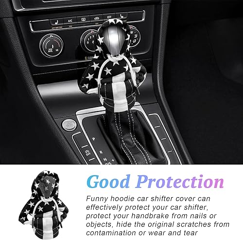 Miniatura 3 de Sylvil Funda para palanca de cambios de automóvil, moderna y divertida funda con capucha para palanca de cambios de automóvil, funda de suéter
