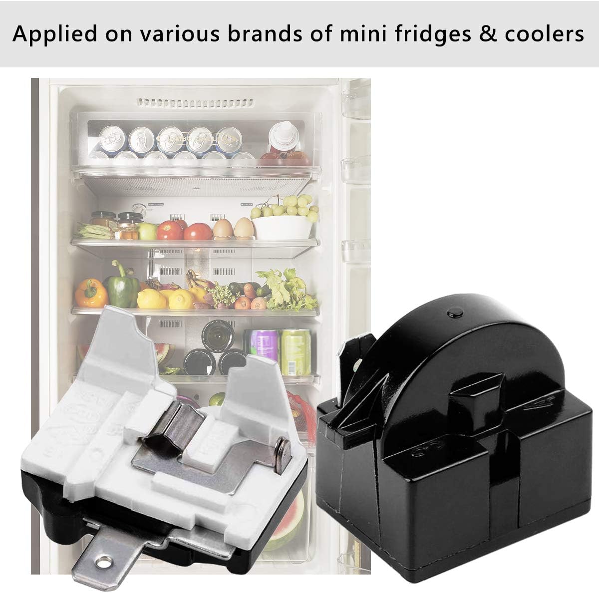 QP2-4.7 Starter Relay, QP2-4r7 Relay and Overload 1 Pin Refrigerator Starter Relay and 6750C-0005P Refrigerator Overload Protector, Mini Refrigerator Parts Compatible with LG Refrigerator Compressor