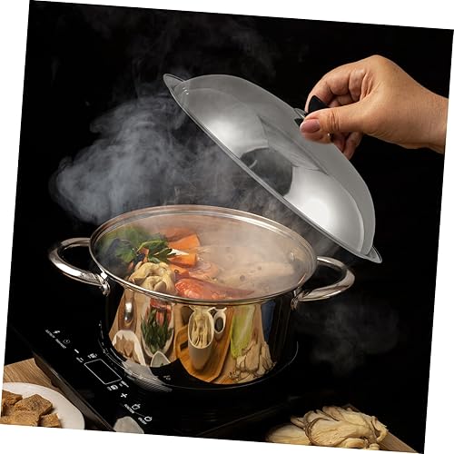 Miniatura 4 de Hemoton Cubierta universal para sartenes de acero inoxidable, tapa redonda para wok, cúpula de fusión de queso, cubierta plana de metal para wok,
