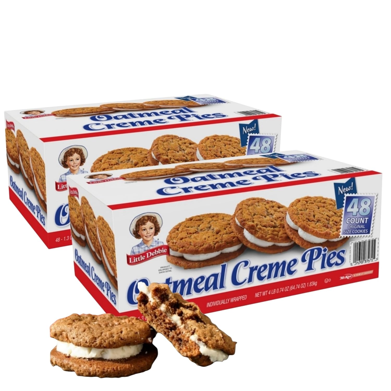 Little-Debbie oatmeal creme pie, 48 Count(Pack of 2 Total 96) Custom Bundled by MOOCHI
