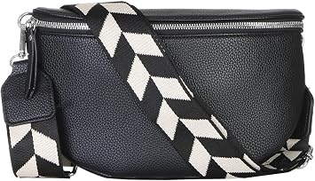 Bauchtasche Damen stylisch Umhängetasche Hüfttasche Bodybag Gürtel Crossbody Bag Schultertasche mit Verstellbaren Gurt 25 (Schwarz, S / 23 x 14 x 7 cm)
