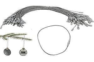 100 Pack Silver Metal Christmas Ornament Precut String Hangers