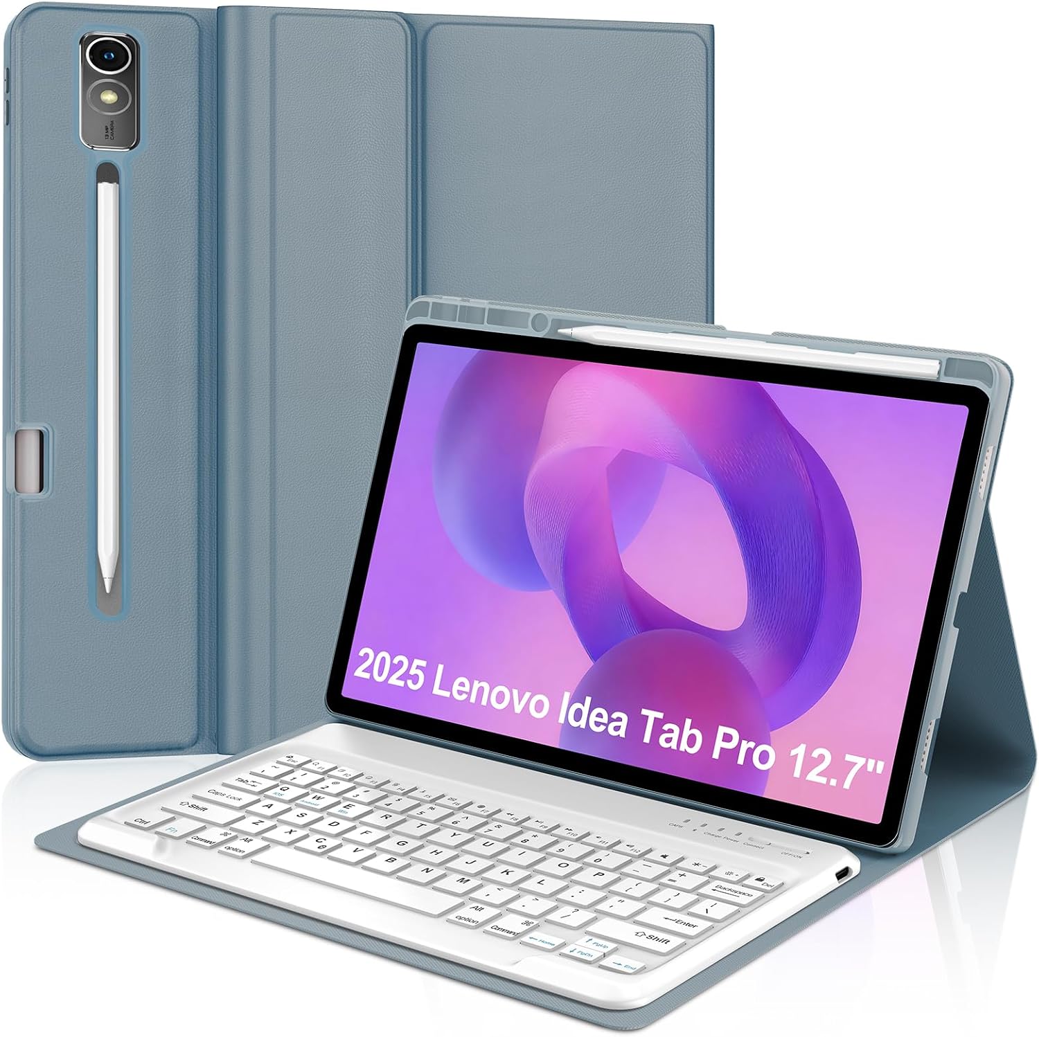 Keyboard Case for Lenovo Idea Tab Pro 12.7'' 2025, Detachable Bluetooth Keyboard for Idea Pro 12.7 Inch Tablet Cover with Pen Holder, Smart Keypad Folio for Lenovo Tab Pro12.7 TB-373FU/375FC, Blue