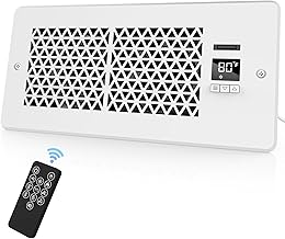 Register Booster Fan for 4" x 10" Register Holes with Remote Control and Thermostat, 10-Speeds Floor Vent Fans Booster - Enhances AC Heating&Cooling Airflow, Quiet Air Duct Fan for Wall, White