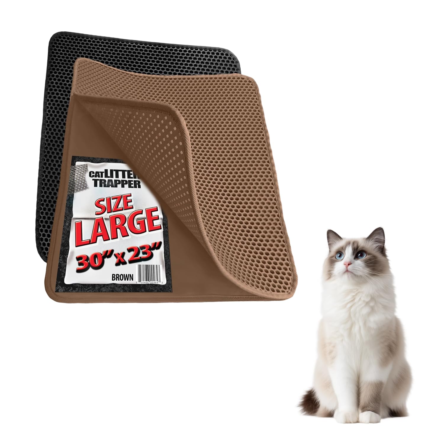 iPrimio Large Cat Litter Trapper Mat w/ Urine/Waterproof Layer - Larger Holes w/ Urine Puppy Pad Option - Cat Litter Mat, Light and Soft (Brown Color)