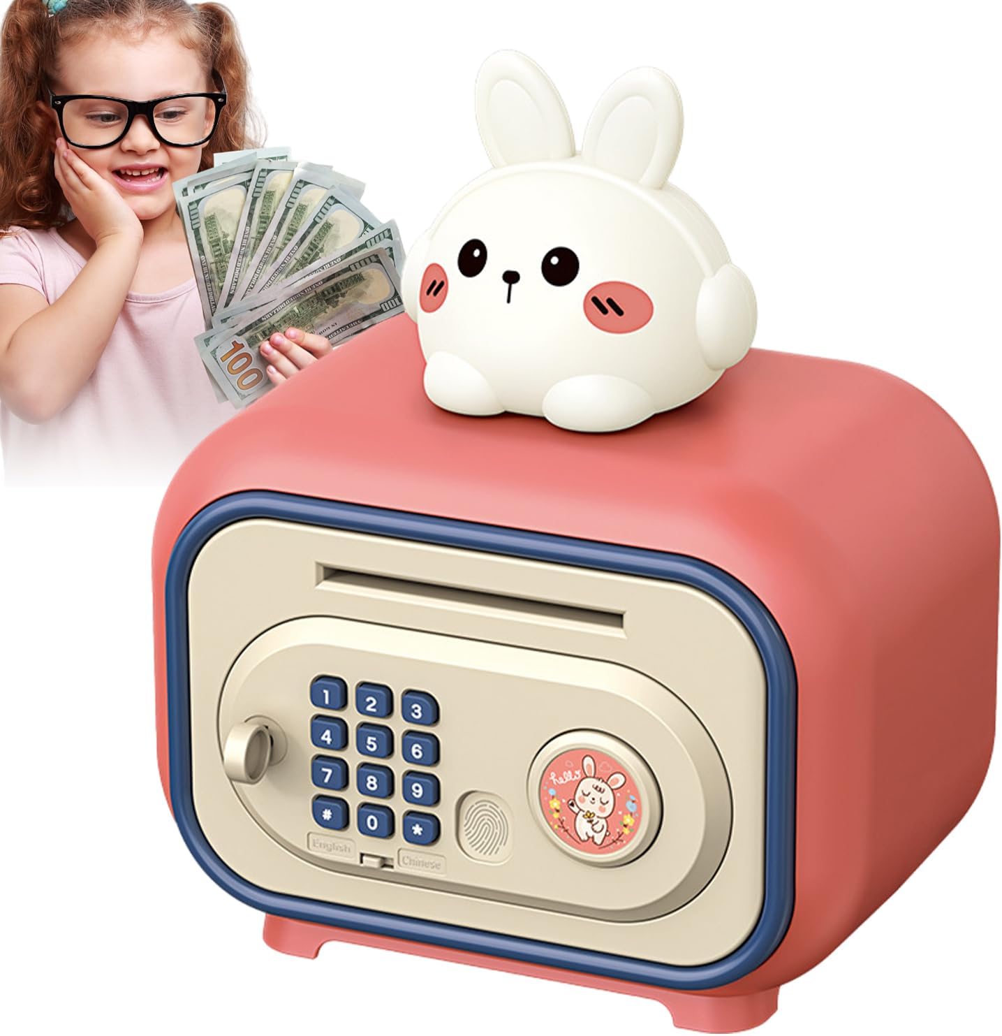 Money Box for Kids - Password & Fingerprint ATM Automatic Cute Toys | Money Bank for Kids - for Girl Boys Birthday Play Christmas Home 4-10 Years Children