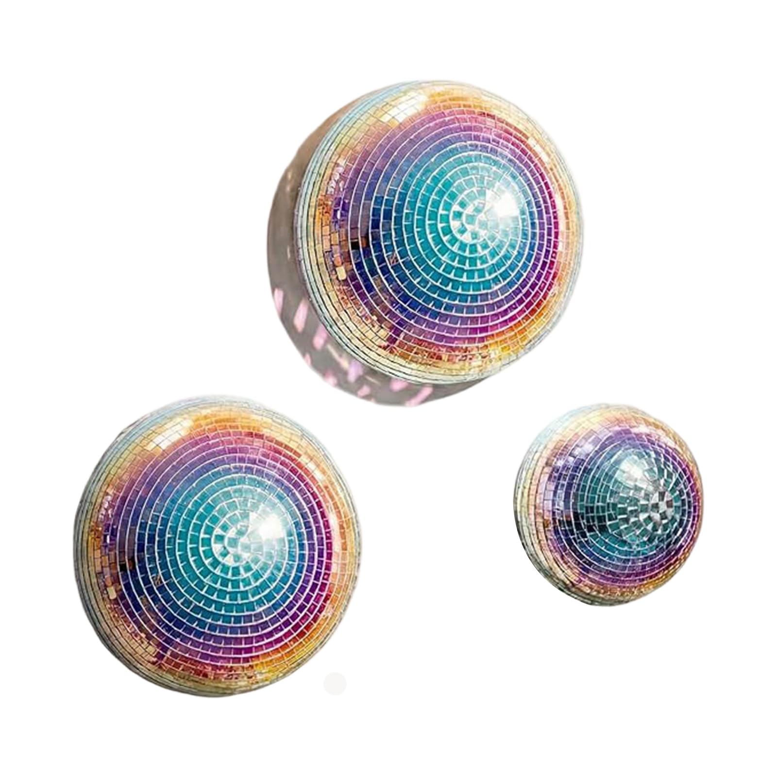 Tsophreniq Colorful Celebration Backdrop Half Dome Decor Set Of 3, Glass Wall Accent With Adhesive For Dance Rooms And Party Display Disco Half Dome Wall Decor Reflective Glass Party Backdrop Room Accent Photo Booth Set