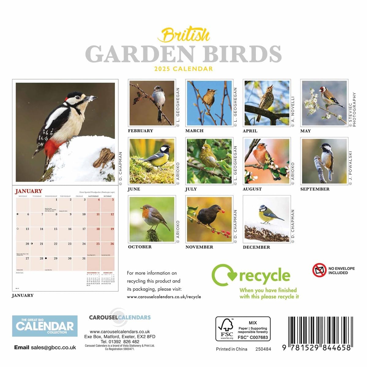 British Garden Birds Mini Wall Calendar 2025 (PFP) - BigaMart