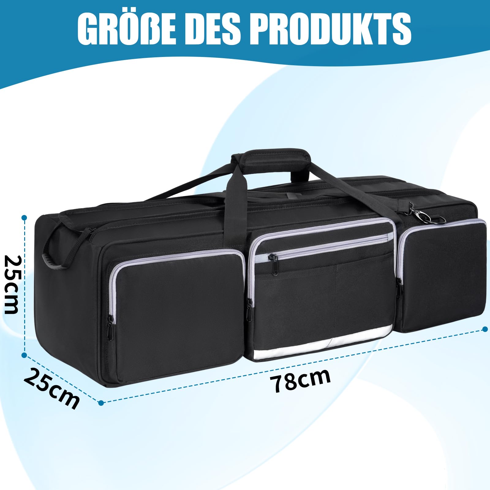 OUUTMEE Borsa per il trasporto del treppiede, grande borsa fotografica per treppiede con divisori imbottiti rimovibili, borsa leggera con base imbottita antiurto per treppiedi per fotocamera