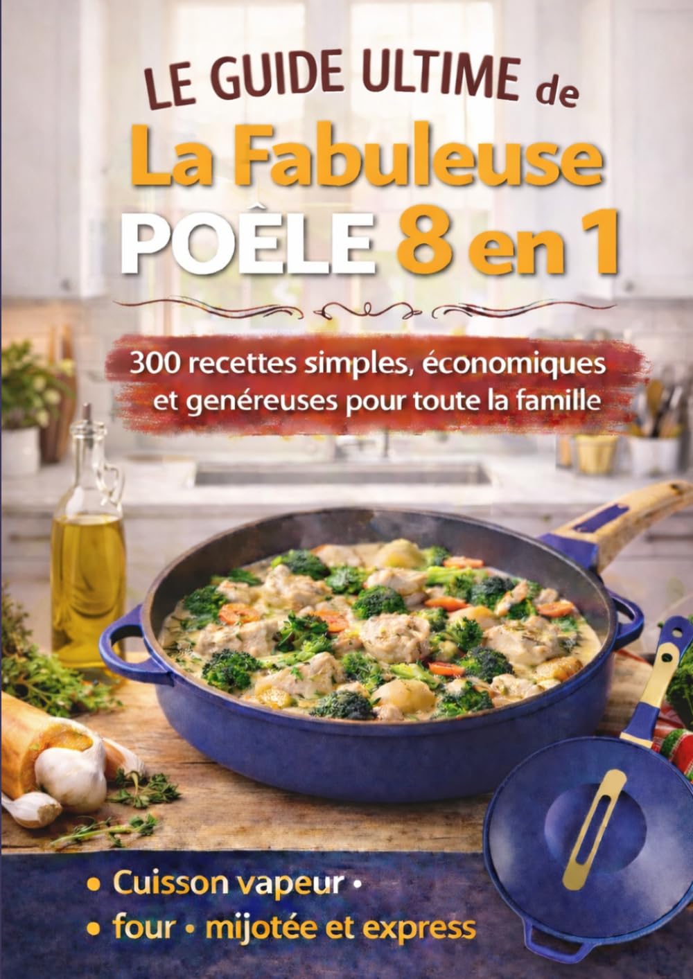 Le Guide Ultime de La Fabuleuse Poêle 8 en 1 300 RECETTES simples, économiques et généreuses pour toute la famille Cuisson vapeur, four, mijotée et express