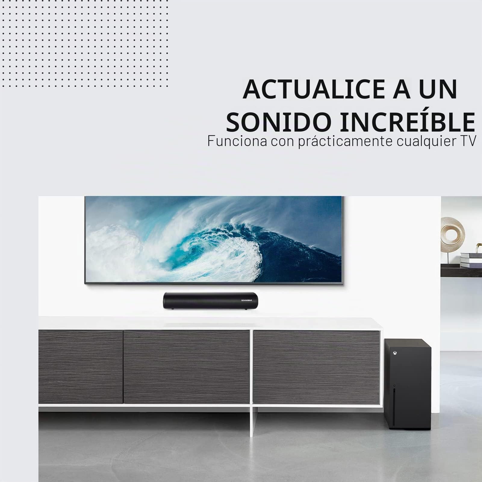 Barra de Sonido,Barra de Sonido para TV, 3 Modos de Igualador, 2.0 Canales, Altavoces Bluetooth Inalámbricos de 30 W 5.0, Mini Sound Bar para Conexiones de Bluetooth, HDMI ARC/Optical/AUX/USB (50cm)