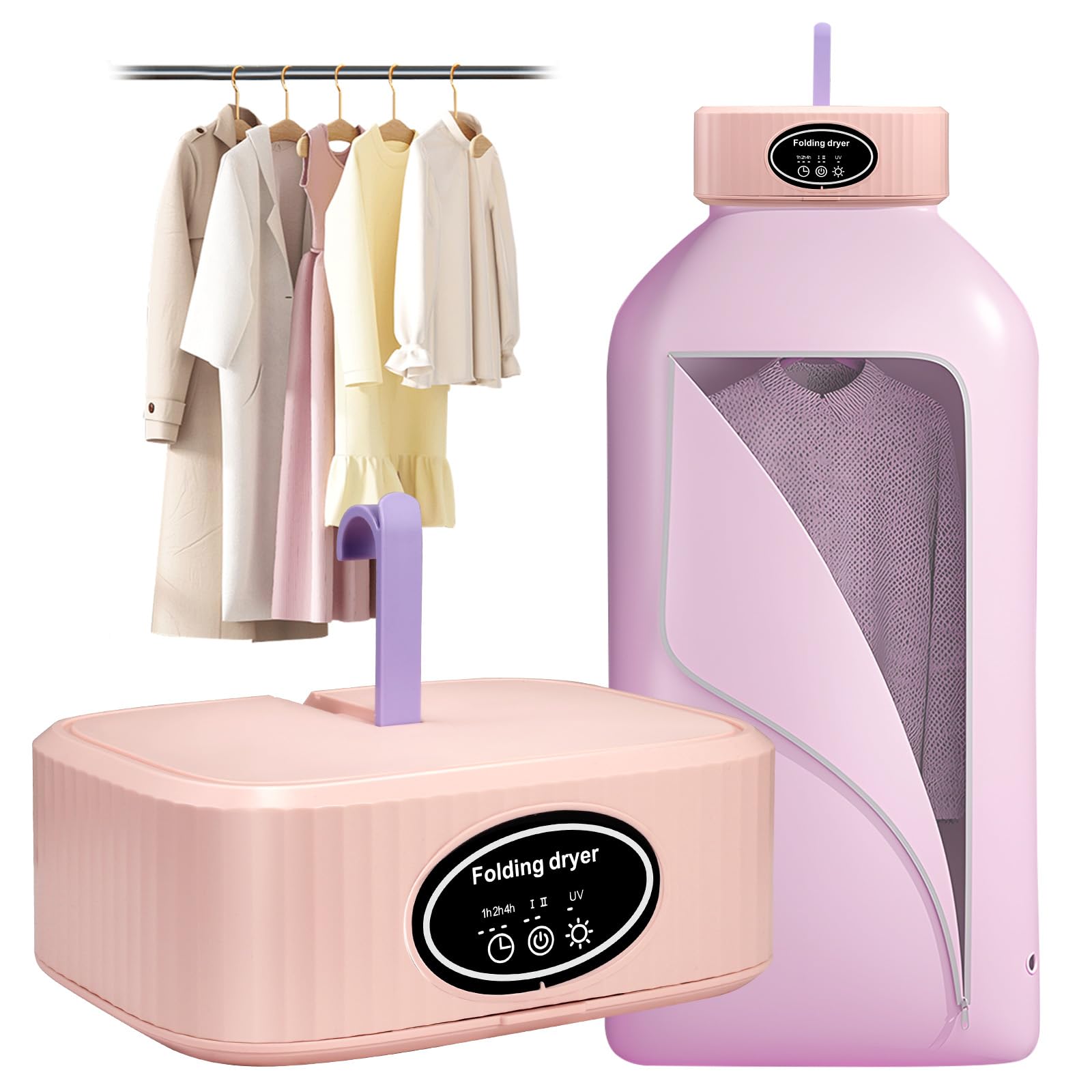 600 W Mini Trockner, 3-in-1 für Kleidung & Schuhe, UV-Ionenreinigung, 30 Min. Schnelltrocknung, faltbar 22x22 cm, 45 dB, für Zuhause & Reise