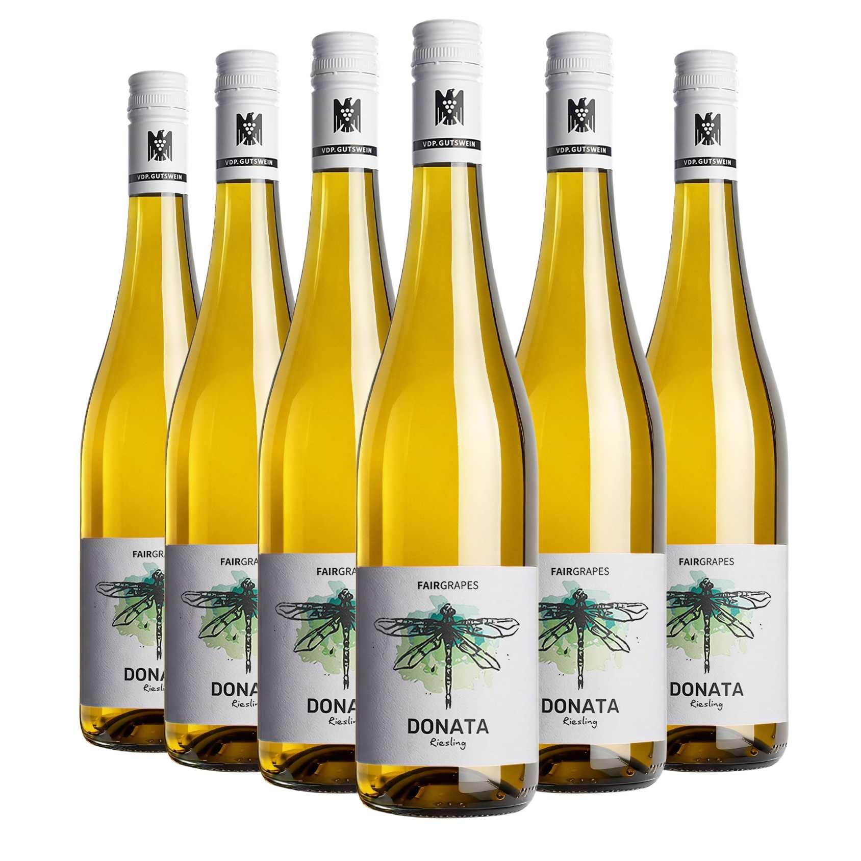FairGrapes Riesling »Donata« | 89+ Punkte Falstaff | VDP.Gutswein | 2022 Weißwein Feinherb | Zitrone, Pfirsich | Geschenkidee (6 x 0.75 l)