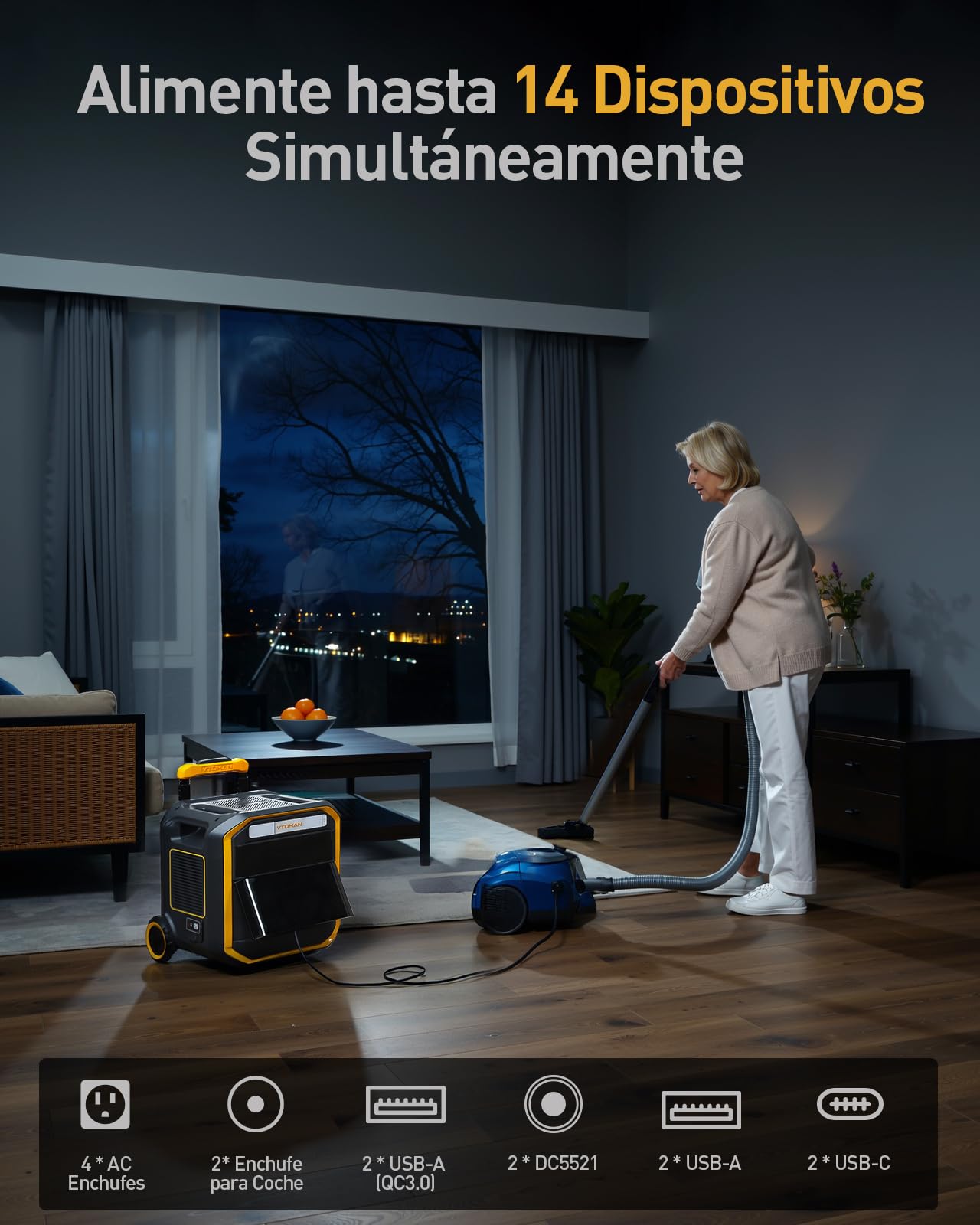 VTOMAN FlashSpeed Pro 3600 Power Station Portátil con Panel Solar de 400W | Estación de Energía, LiFePO4 Batería, 3096Wh Capacidad Ampliable a 6192Wh, Carga Rápida al 100% en 2 Hrs, Acampadas, Apagones