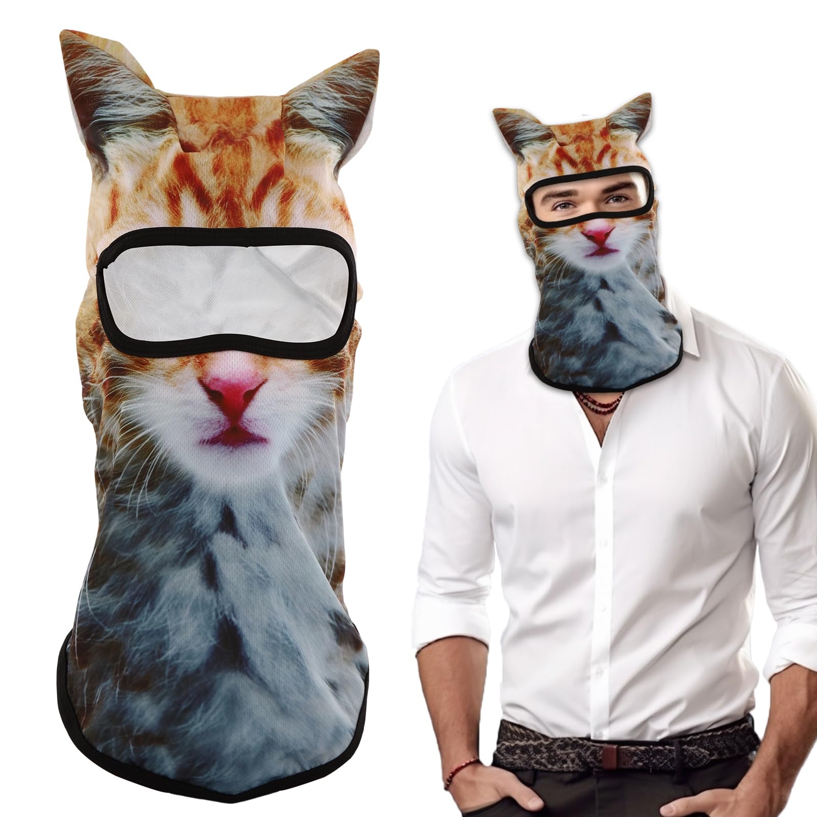 3D Cat Ski Balaclava Sheisty Face Mask with Ears Funny Cat Ski Mask Funny Masks Suitable for Music