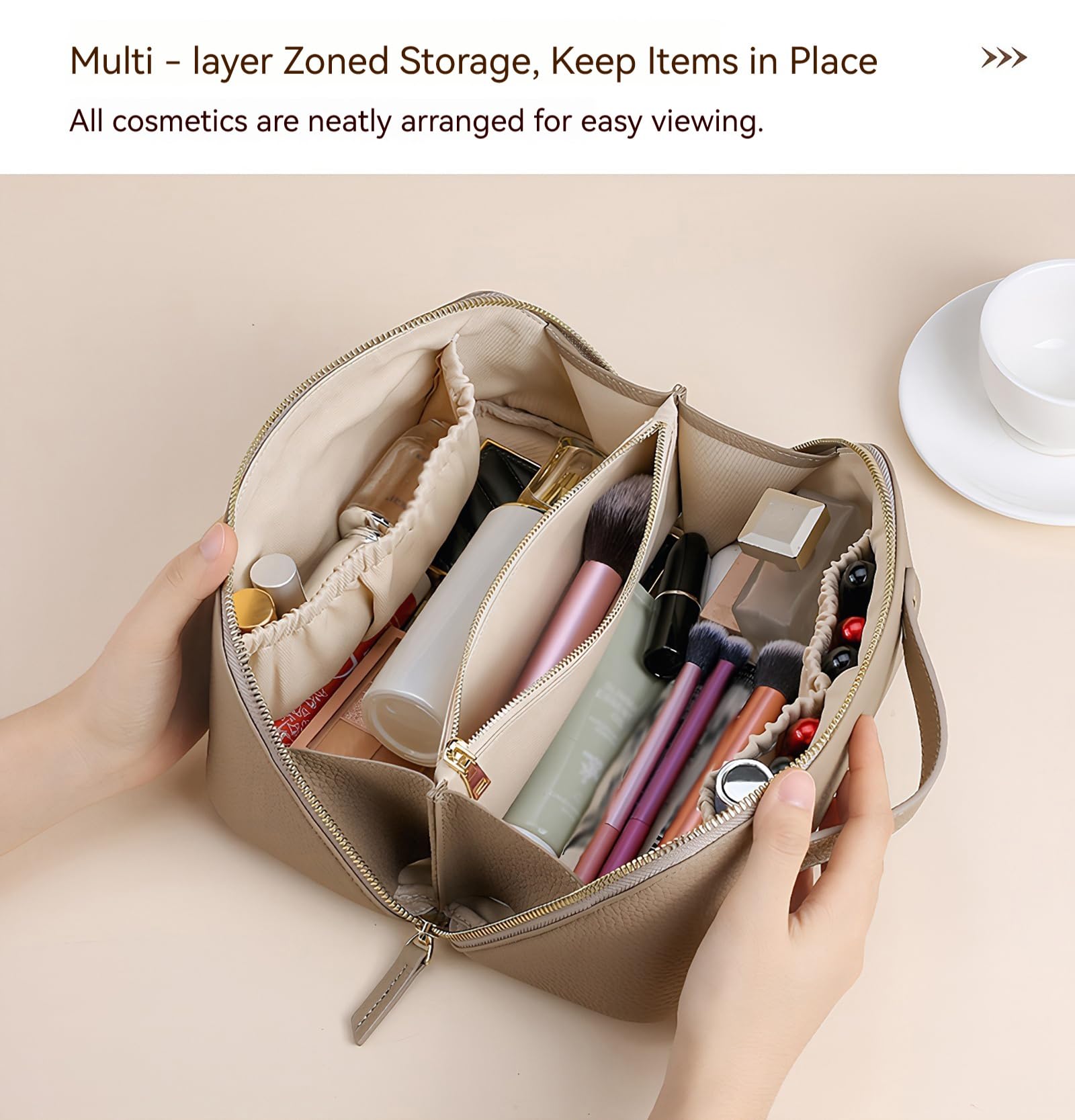 Bolsa de viaje de maquillaje Cosméticos de cuero Bolsa de inodoro