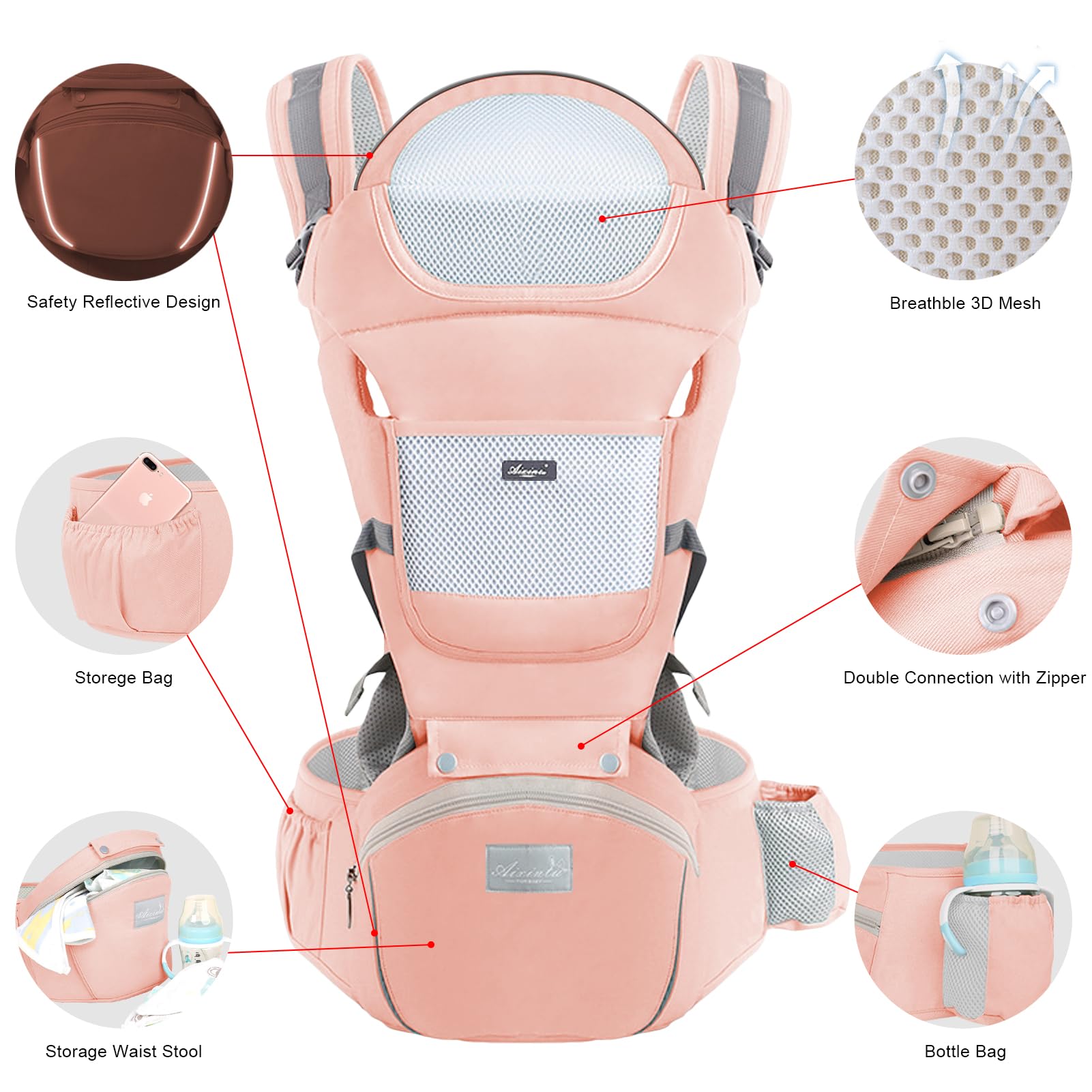 IULONEE - Portabebé con asiento de cadera ergonómico para niños de 3 meses a 3 años (3-20 kg)