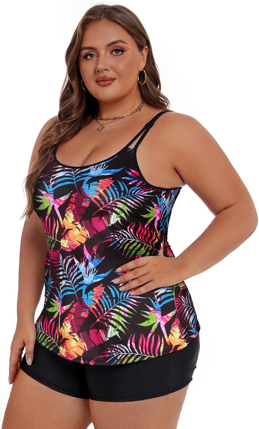 Tanst Sky Women's Plus Size Tankini Swimsuits Built in Bra Bathing Suits 2 Piece Set Swim Tops with Shorts - Image 4