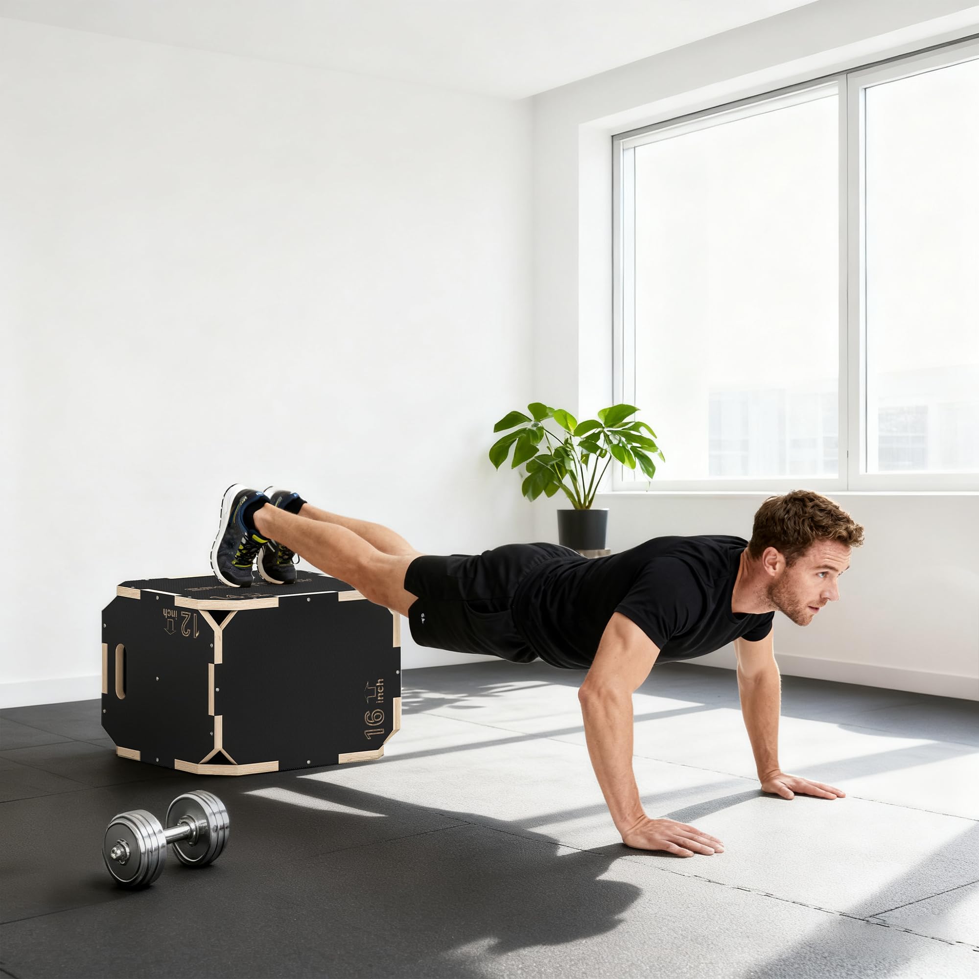 SPORTNOW Tiroir pliométrique en bois 3 en 1, plate-forme de boîte pliométrique avec 3 hauteurs réglables, poignées, sans coins, entraînement de saut, force, pour maison, gym et extérieur