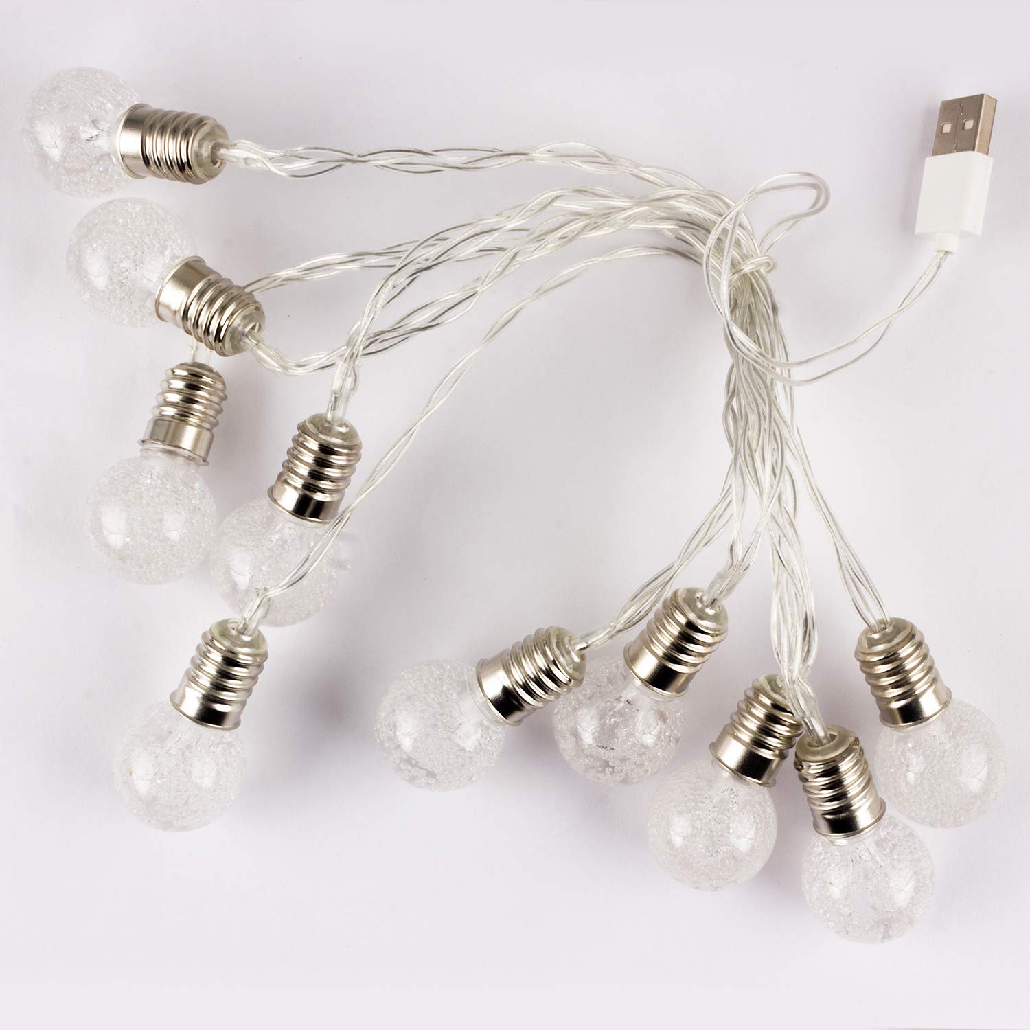 Lexton Bulb-Design Glass Light With USB For Home And Outdoor Decoration (Yellow, 10 Bulbs)