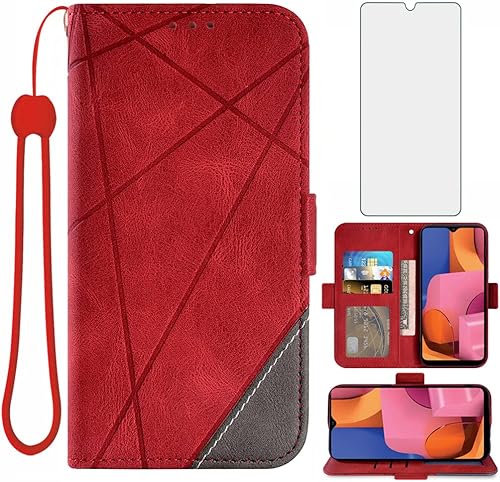 Asuwish Galaxy A20S - Funda de piel tipo cartera, con ranura para tarjeta de crédito, función atril, cierre magnético, tapa de TPU a prueba de