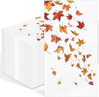 IANFEPH 100 Pcs Fall Paper Napkins 3-Ply Disposable Bathroom Guest Towels | Maple Leaves Thanksgiving Hand Napkin, Autumn Dinner Napkin for Wedding Birthday Harvest Party Kitchen Decor