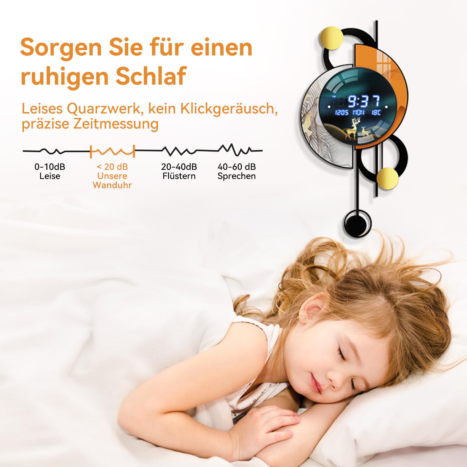 Homary 67 cm LED Wanduhr Modern Multifunktional – Sprachgesteuerte Wanduhr Modern Design mit Digitalanzeige, Temperatur, Datum und Alarmfunktion für Wohnzimmer, Büro, Schlafzimmer– Ideal als Wanddeko