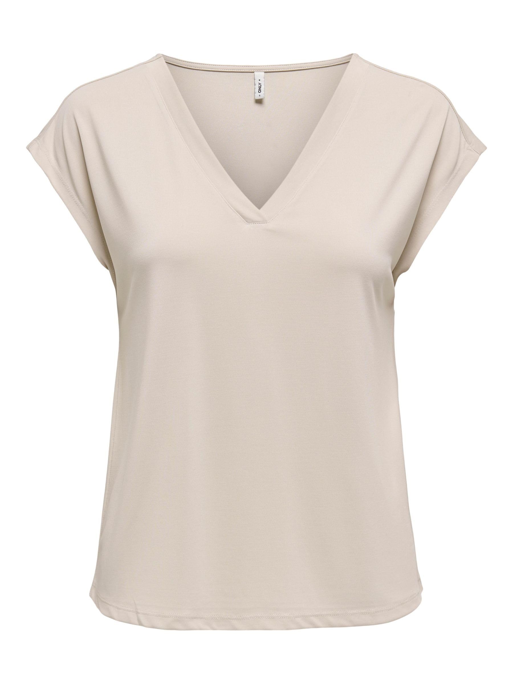 Onlfree Life S/S Mod.V-Neck Top JRS Noos, Pumice Stone, M