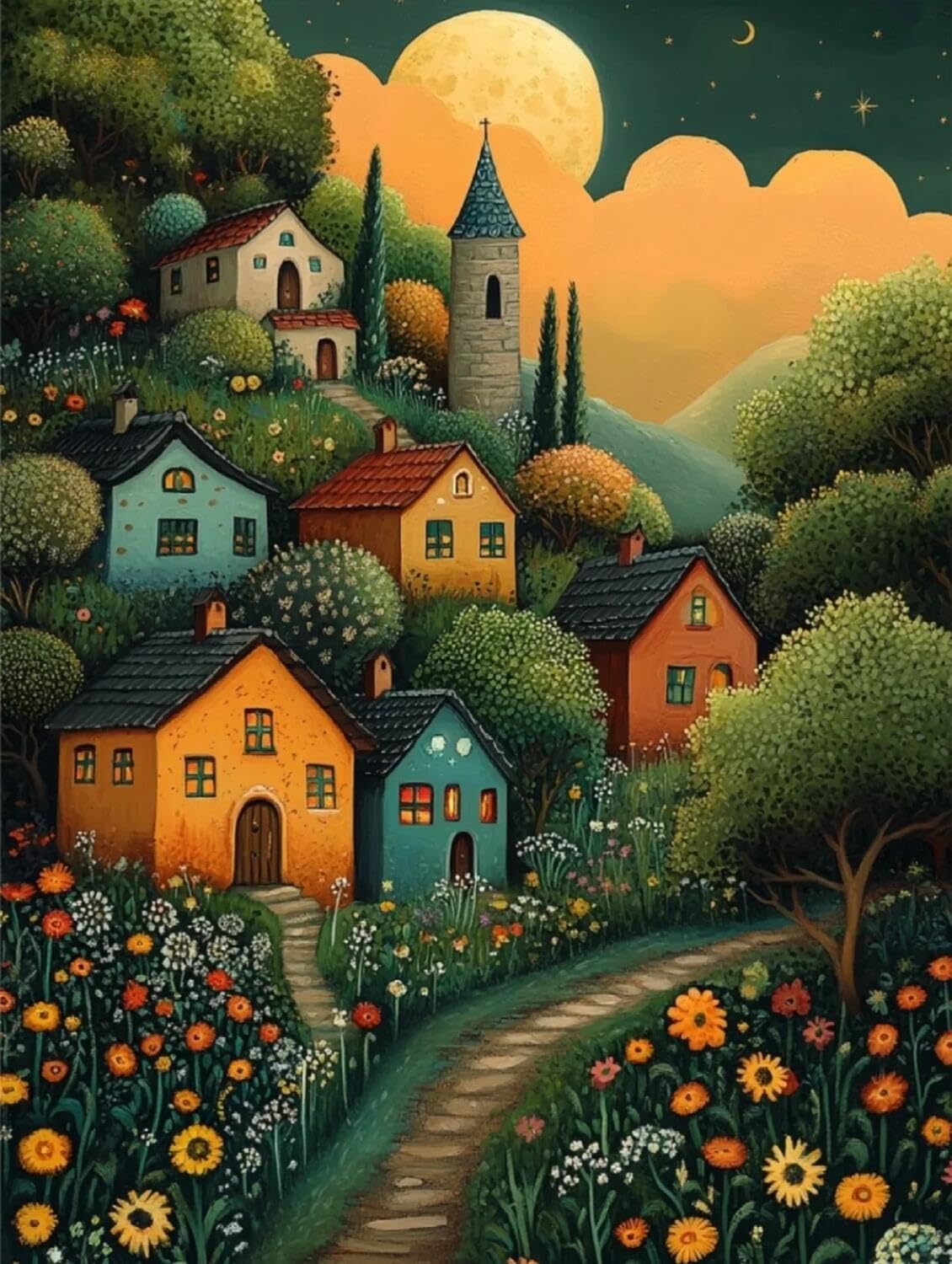 Rqwybcaxn B Ead Cross Stitch Kits Town At Night 40X50cm
