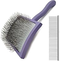 Vista 8 de Kit de cepillo de aseo para perros grande Slicker, mango ergonómico de madera, pasadores largos para Goldendoodles, caniches, garabatos y perros