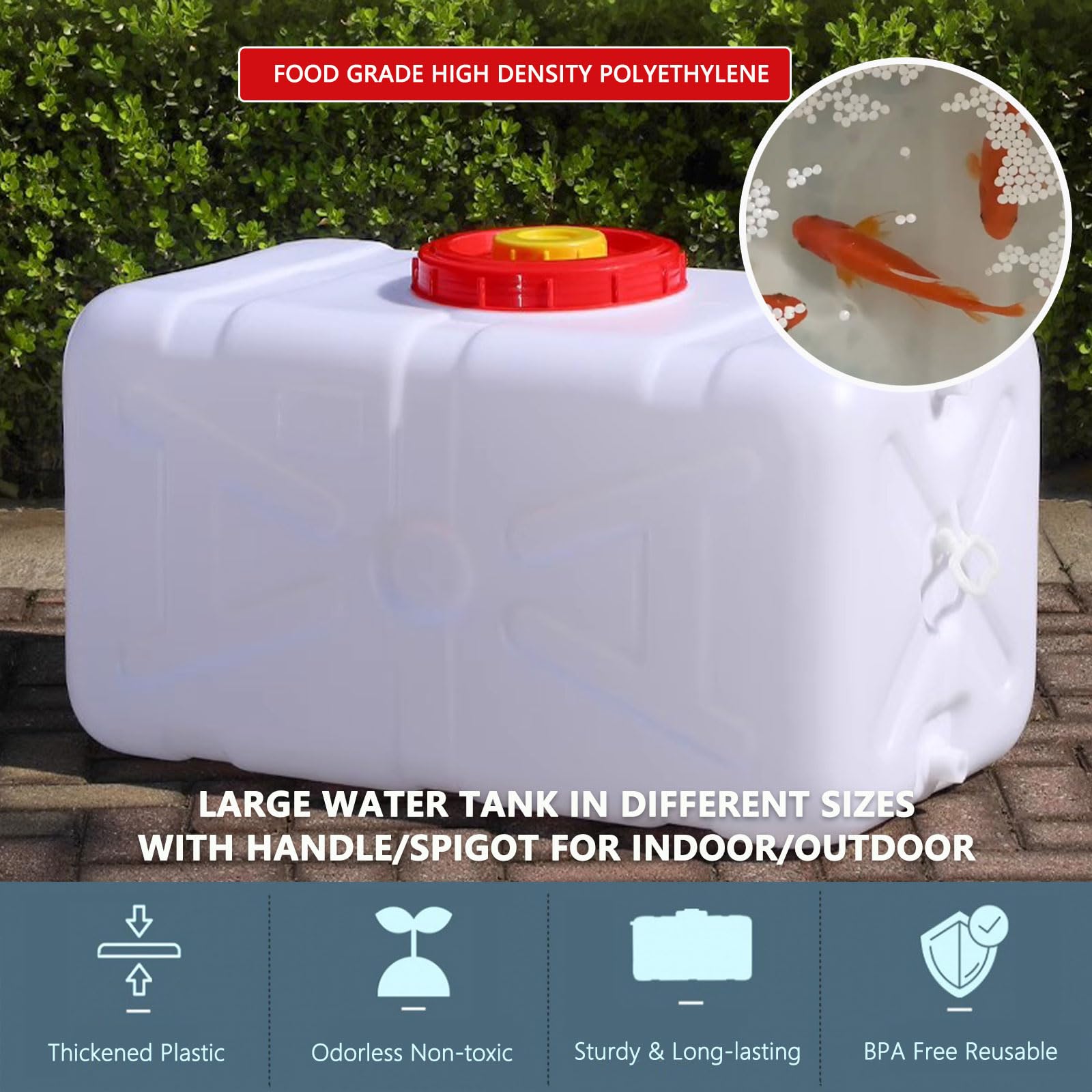 Wasserkanister mit Ablasshahn Schraubdeckel, Tragbar Wasserbehälter Wassertank für Outdoor Camping Wandern Picknick Wasserspeicherung zu Hause Haushalt(Size:80L,Color:Weiß)