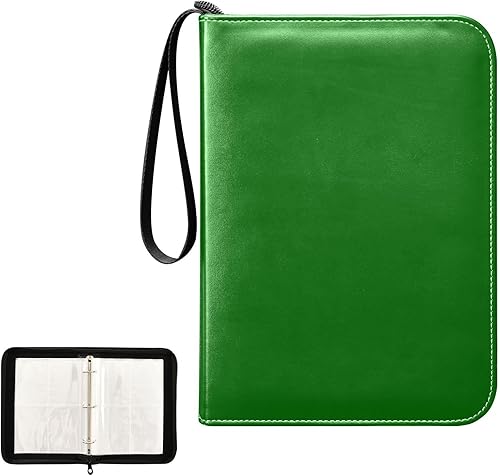 Miniatura 2 de Dark Green Card Album Binder in Durable PU Leather, Secure Zippered Design, Trading Card Binder Leather