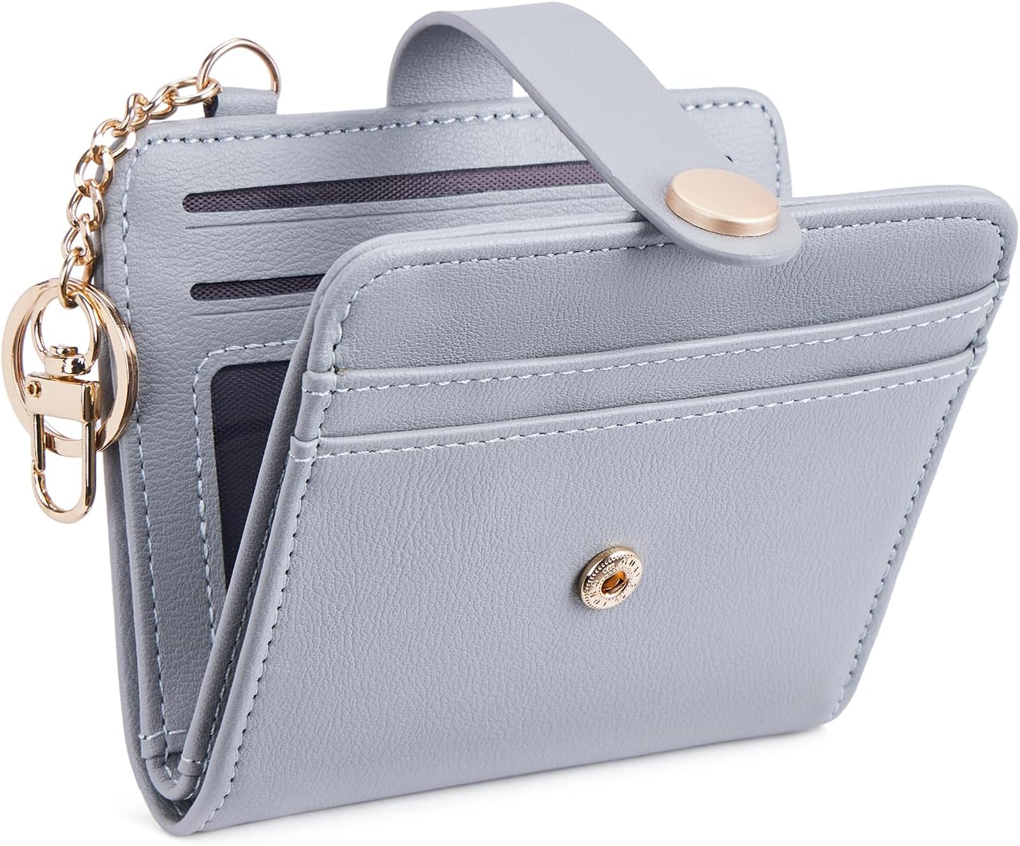 POIUGOYA Slim Wallet for Women,RFID Blocking Bifold Credit Card Holder with Zipper Coin Pocket,ID Window,Keychain